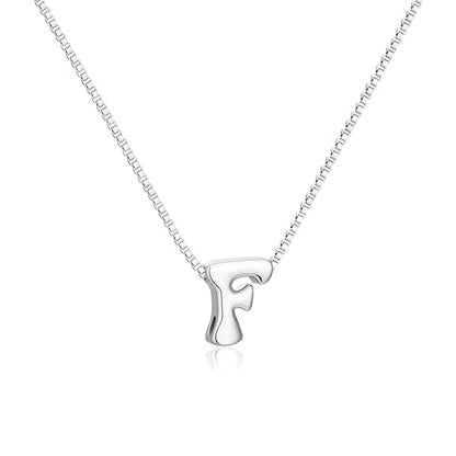 Bubble Gold Initial Necklaces for Women,14K Gold Plated A-Z Initial Necklaces for Women, Chunky balloon letter name Pendant Necklace Fashion Jewelry Gifts - color: F, style: Silver