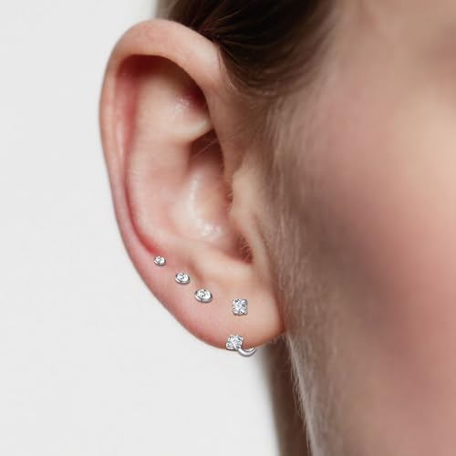 18G 20G Horseshoe Nose Rings Studs,Surgical Steel Nose Ring Pink Cubic Zirconia Nose Piercing,Internally Threaded Nose Rings For Women,Pink and Silver Zirconia - color: 12PCS-18G-Replacement Ball-A