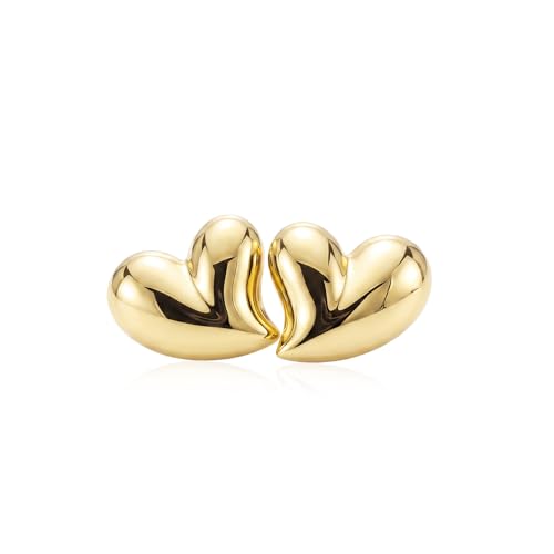 FRUMOS 18K Gold Plated Chunky Hoop Earrings for Women Fashion Thick Gold Hoops Set Jewelry for Birthday Christmas Gifts - color: Better Together Heart