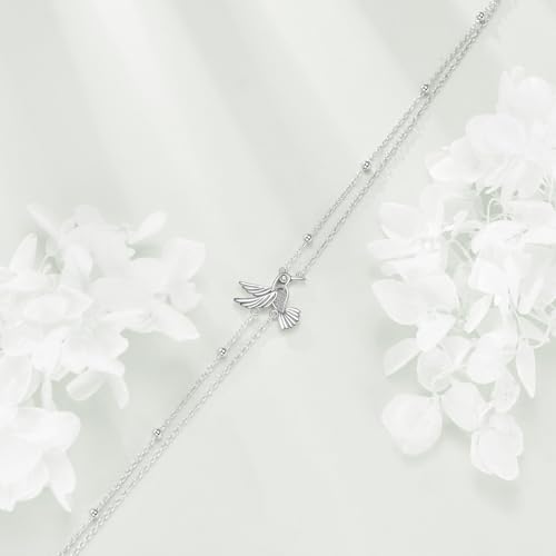 POPLYKE Bracelet for Women 925 Sterling Silver Dove/Hummingbird/Cat Animal Bracelet Jewelry Gifts for Mother Daughter Sister Grandma - style: Hummingbird Anklet