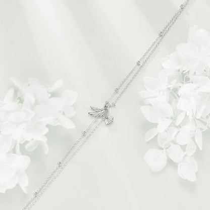POPLYKE Bracelet for Women 925 Sterling Silver Dove/Hummingbird/Cat Animal Bracelet Jewelry Gifts for Mother Daughter Sister Grandma - style: Hummingbird Anklet
