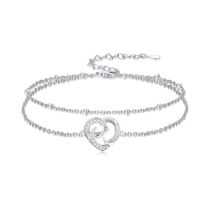 Dorunmo Initial Anklet 925 Sterling Silver Letter A-Z Layered Heart Anklet Beach Jewelry Birthday Gifts for Women - color: K