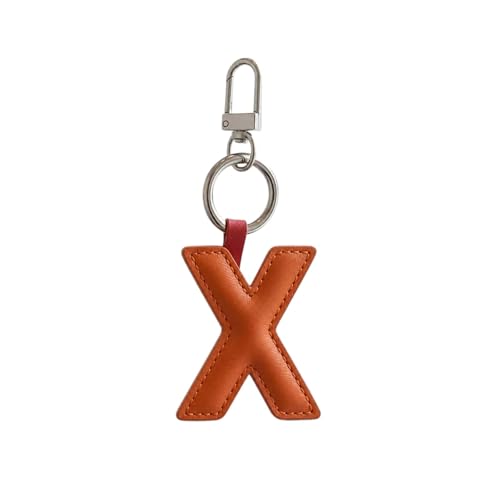 Initial Letter Keychain,Stainless Steel,Colorful Faux Leather Keyring for Backpack,Purse,Car Keys,Gift for Men Women - color: X