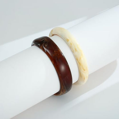 Chunky Acrylic Bangles Bracelets For Women Geometric Acrylic Resin Acetate Mottled Wide Bangle Bracelet Statement Colorful Bangles for Party - color: 2PCS Acrylic Resin Bracelet