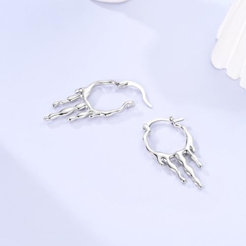 NARMO 925 Sterling Silver Earrings for Women Hypoallergenic Hoop Earrings - color: Liquid Droplet