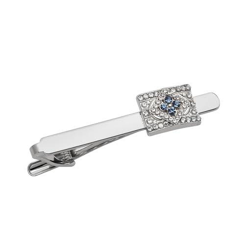 Tuxedo Studs Rhinestone Tie Clip for Men French Cuff Links Tie Bar Clip Suit Shirt Accessories for Men Wedding Business Crystal Cufflinks Necktie Clips - color: Silver-B