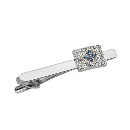 Tuxedo Studs Rhinestone Tie Clip for Men French Cuff Links Tie Bar Clip Suit Shirt Accessories for Men Wedding Business Crystal Cufflinks Necktie Clips - color: Silver-B