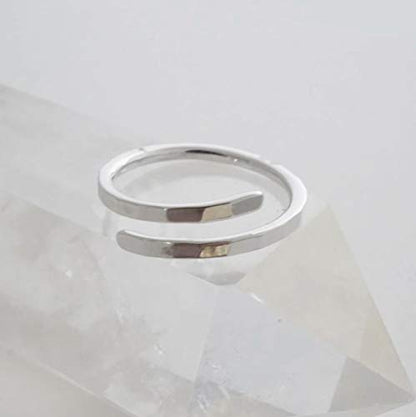 HONEYCAT Hammered Marigold Wrap Around Ring in Gold, Rose Gold, or Silver | Minimalist, Delicate Jewelry - color: Silver