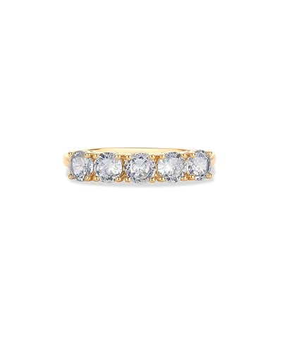 PAVOI 14K Gold Plated Premium Cubic Zirconia Engagement Ring for Women | Promise Eternity Ring Jewelry - color: Yellow Gold, size: 7