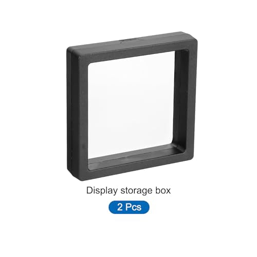 MECCANIXITY Floating Frame Display Holder Stand 3D Jewelry Display Boxs 3.54 x 3.54 x 0.79 Inch Black for Ring Necklace Bracelet Earring Pack of 2 - color: Black, size: 3.54 x 3.54 x 0.79 inch