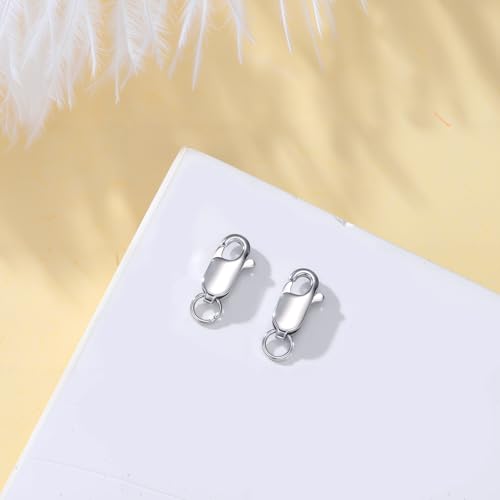 925 Sterling Silver Lobster Clasp for DIY Necklace Bracelet Jewelry Making, Double Spring Clasp with Closed Jump Rings, Necklace Extender Clasp Connector Bracelet Extension (Style 8) - style: Style 8
