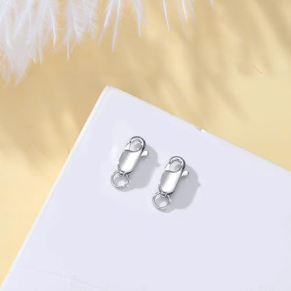 925 Sterling Silver Lobster Clasp for DIY Necklace Bracelet Jewelry Making, Double Spring Clasp with Closed Jump Rings, Necklace Extender Clasp Connector Bracelet Extension (Style 8) - style: Style 8
