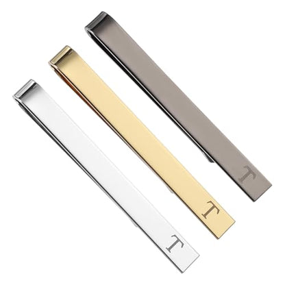 PATIKIL Tie Pins for Men, Stainless Steel Letter Necktie Bar Pinch Set Mens Tie Clip with Gift Box for Wedding