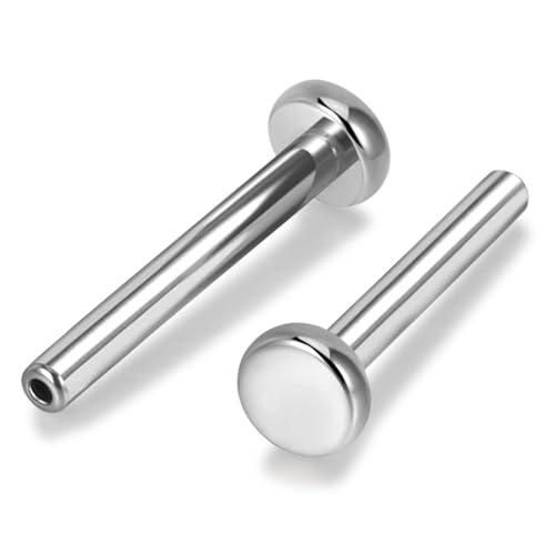 Threadless Bar G23 Titanium 20G 16G 18G Replacement Post Bar Flat Back Stud Earrings for Helix Cartilage Lobe Medusa Labret Nose Tragus Conch Piercing Jewelry - size: 18g 7mm, style: Disc 2.5mm,2Pcs Threadless Bars