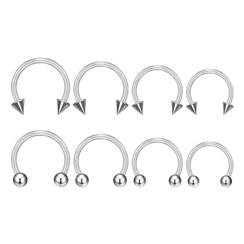 BLISI G23 Solid Titanium Eyebrow Piercing Jewelry, Gold Black Rose Gold Silver Pink Rainbow Eyebrow Rings 16G Curved Barbell,Tiny Vertical Labret Lip Jewelry Rook Piercing Jewelry for Women and Men - color: Silver 2
