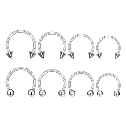 BLISI G23 Solid Titanium Eyebrow Piercing Jewelry, Gold Black Rose Gold Silver Pink Rainbow Eyebrow Rings 16G Curved Barbell,Tiny Vertical Labret Lip Jewelry Rook Piercing Jewelry for Women and Men - color: Silver 2