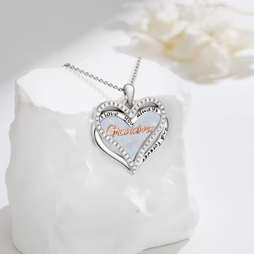 925 Sterling Silver Necklace Gifts for Women Crystal/Opal Jewelry Pendant Christmas Birthday Gift - style: Opal-Grandma