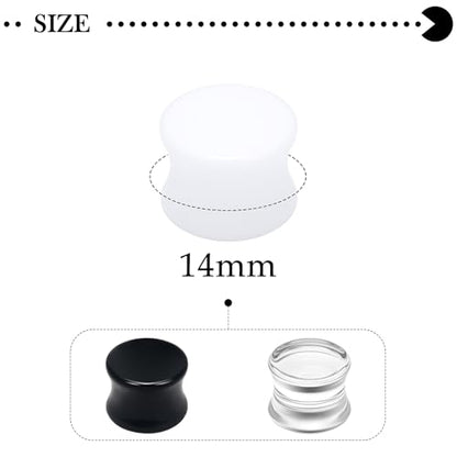 6G-30mm Solid Acrylic Gauges for Ear Double Flared Saddle Plug Tunnels Earrings Clear Black White Ear Plugs Tunnels for Women Men - color: 14mm = 9/16 inch
