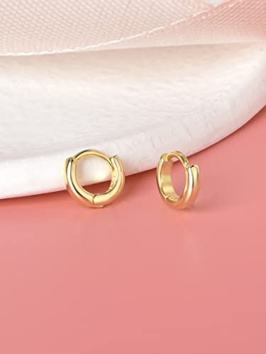 Mini Tiny Huggie Hoop Earrings Top Upper Ear Cartilage Forward Helix Cuff Plain Simple 925 Sterling Silver Gold 9mm 8mm 7mm 6mm 5mm Hoop Earrings - color: Gold-5mm
