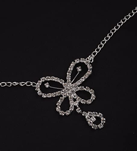 Jumwrit Bling Butterfly Waist Chain for Women Silver Rhinestone Body Chain Adjustable Belly Chain Costume Accessories