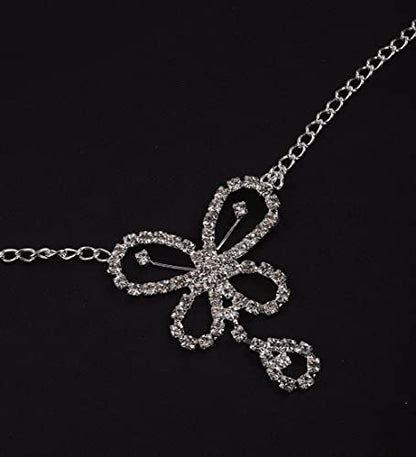 Jumwrit Bling Butterfly Waist Chain for Women Silver Rhinestone Body Chain Adjustable Belly Chain Costume Accessories