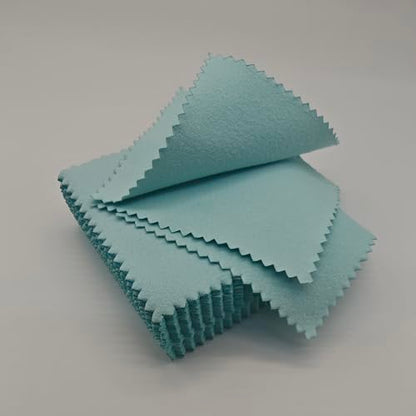 50pcs Jewelry Cleaning & Polishing Cloth for Silver,Gold,Platinum,Easy to Carry,Wipe and Care.Pre-Treated Ultrasoft Fabric with Tarnish Remover Jewelry Cleaner(3x3 Aqua Blue) - color: Aqua Blue
