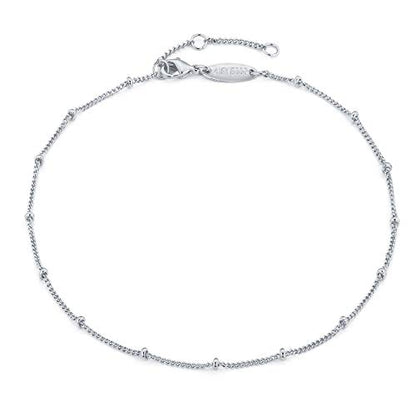 MEVECCO Anklet for Women Gold Chain 14K Gold Plated Dainty Boho Beach Summer Simple Foot Jewelry Ankle Bracelet - style: Silver Bead
