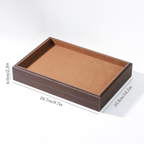 Wood Jewelry Organizer Tray, Drawer Tray (Brown, 2Pc, Flat) | Stackable Jewelry Display, Large Capacity Drawer Tray, Versatile Drawer Organizer, Multi-Purpose Storage - size: Blank+Blank