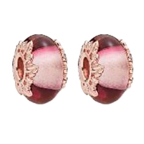 Annmors S925 Clip Spacer Safety Chain Stopper Charms for Pandora, Gift Mom Daughter Friend Sister Wife Grandma Girlfriend Fmaily On Christmas Mothers Valentines Halloween Graduation - color: G02-2Pcs Pink Murano Glass Spacers