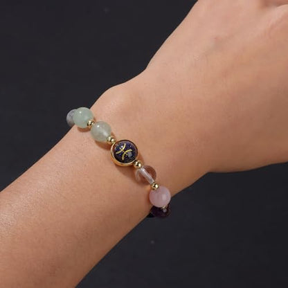 Zodiac Bracelets for Women 12 Constellations Healing Crystal Stone Beads Bracelet Birthday Zodiac Gifts Horoscope Spiritual Bracelet - color: Pisces