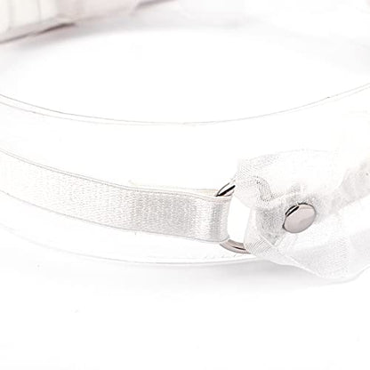 Eigso Velvet Gothic Garter for Women Heart Leg Ring with Rivets Elastic Lace Bracelets Choker Set - color: White
