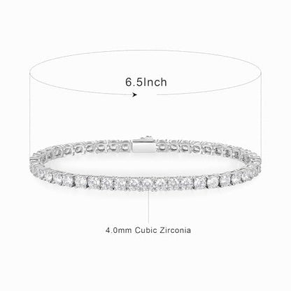 3/4/5mm Tennis Bracelet, 18k White Gold Plated 3MM/4MM/5MM Iced Out Round Cubic Zirconia Tennis Bracelet for Women Men 6.5/7/7.5 Inches - color: 4MM White Gold, size: 6.5 inch