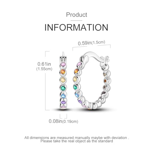 NARMO 925 Sterling Silver Earrings for Women Hypoallergenic Hoop Earrings - color: Colorful Sphere