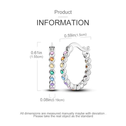 NARMO 925 Sterling Silver Earrings for Women Hypoallergenic Hoop Earrings - color: Colorful Sphere