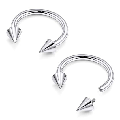 Ruifan 20G 18G 16G 14G 12G 8G 6G 4G 2G Horseshoe Nose Ring Titanium Septum Rings Piercing Jewelry Internally Threaded Gauges Cartilage Conch Helix Rook Lip Tragus Earring Hoop Eyebrow For Women Men - size: Spike: 12G - 10MM