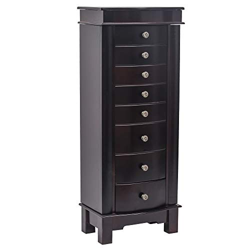 Vasitelan Standing Jewelry Armoire Cabinet Chest Jewelry Armoire with 8 Drawers,Jewelry Box Storage Organizer with Mirror, Retro Standing Wood Jewelry Cabinet - color: Style 2