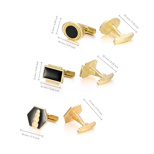 wynameleri Cufflinks Set 6 Pairs for Men, Business Formal Shirts Buttons Cuff Link Packed in Case - color: B0206003