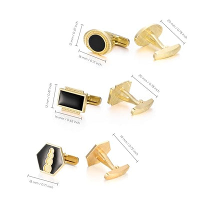 wynameleri Cufflinks Set 6 Pairs for Men, Business Formal Shirts Buttons Cuff Link Packed in Case - color: B0206003
