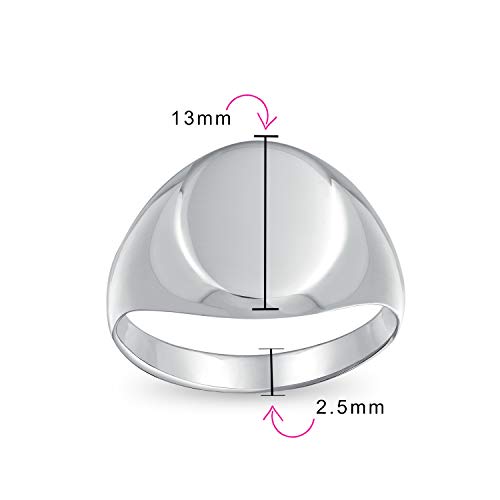 Bling Jewelry Basic Simple Initial Monogram Engravable .925 Sterling Silver Oval Signet Ring For Men Women Teen Shinny Polish Finish - color: Silver Engrave