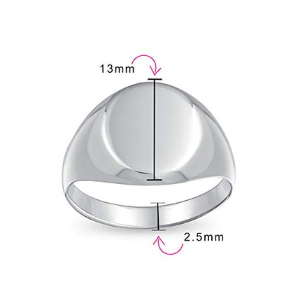 Bling Jewelry Basic Simple Initial Monogram Engravable .925 Sterling Silver Oval Signet Ring For Men Women Teen Shinny Polish Finish - color: Silver Engrave