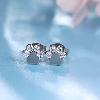 Limerencia G23 Pure Titanium Hypoallergenic Earrings | F136 Implant Grade Titanium Jewelry for Sensitive Ears - color: Cat Paws CZ