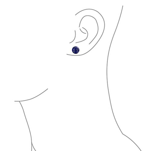 Classic Birthstones Gemstone 10MM Ball Stud Earrings .925 Sterling Silver - color: Blue Lapis Lazuli