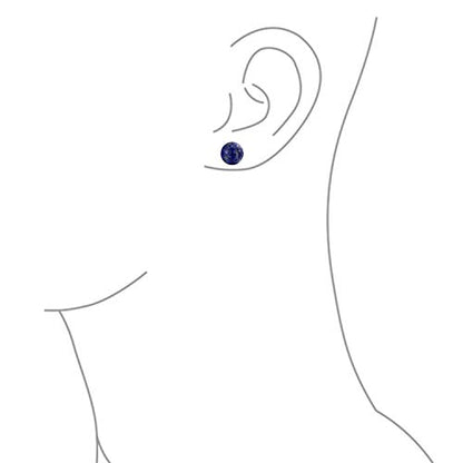 Classic Birthstones Gemstone 10MM Ball Stud Earrings .925 Sterling Silver - color: Blue Lapis Lazuli