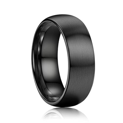 ORAZIO Stainless Steel Wedding Rings for Men Women 6mm 8mm Mens Wedding Band Sliver/Black/Gold Plated Brushed Matte Finish Surface High Polish Edge Mens Rings Engagement Promise Ring Comfort Fit 6-14 - color: Black-8MM