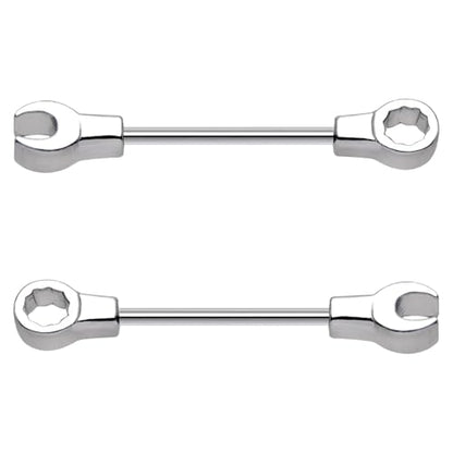 14G Wrench Barbell Nipple Ring 316L Anchor and Rudder Nipple Barbell Screw Nipple Rings Body Piercing Jewelry for Women Men - color: Silver-Wrench