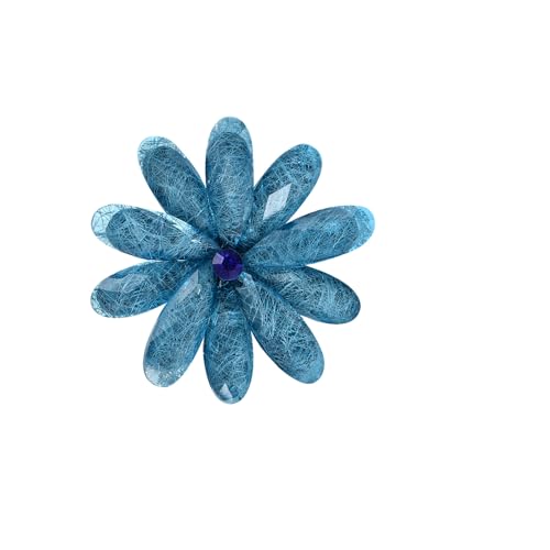 Women’s Acrylic Flower Brooch Pin, Colorful Floral Brooch with Crystal Center, Lightweight Vintage/Modern Style Jewelry for Clothing, Scarf, Bag Decoration - color: Blue