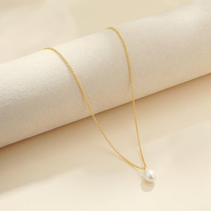 Pearl Necklaces for Women Trendy, 18K Gold/Silver Plated Layered Pearl Necklaces Dainty Pearls Choker Necklace and Earring Set Birthday Gifts for Mom Wife Daughter Sister Friends - color: Pearl Drop Necklace -Gold