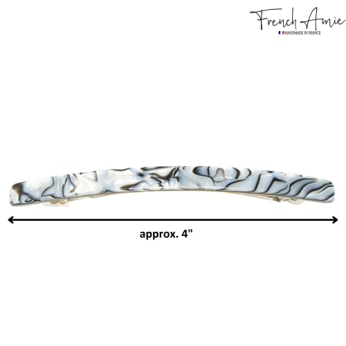 French Amie Long and Thin Gray Magma Large 4 Inch Hair Clip Barrette | Handmade Automatic For Girls Women Teens Adults Everyday Style - color: Grey Magma