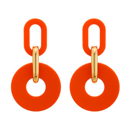 RUOFFETA Acrylic Rectangle Earrings, Fashion Acrylic Square/Oval/Hoop Statement Drop Earrings for Women - color: Orange Round