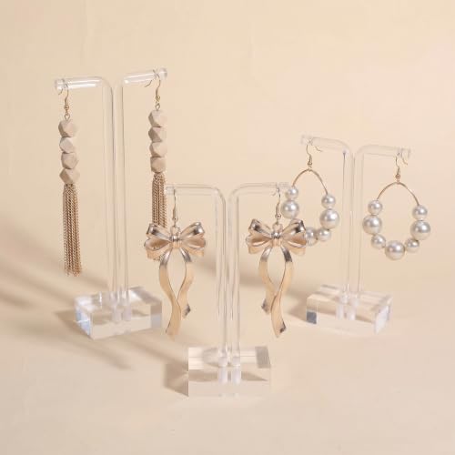 Acrylic T-Bar Earring Display Stand, 3 PCS Hanging Earring Holder Jewelry Holder for Earrings Necklaces & Bracelets, Clear Countertop Jewelry Organizer for Retail & Home, Photography Props
